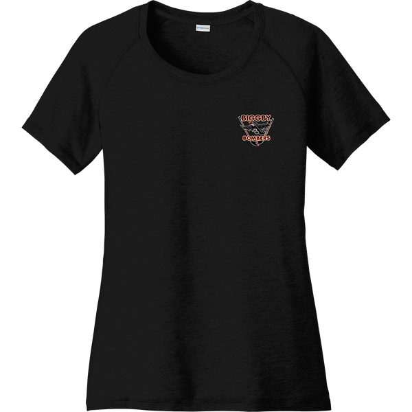Biggby Bombers Ladies PosiCharge Tri-Blend Wicking Scoop Neck Raglan Tee